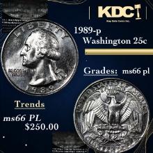 1989-p Washington Quarter 25c Grades GEM+ UNC PL