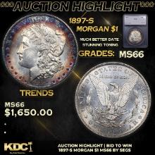 ***Auction Highlight*** 1897-s Morgan Dollar $1 Graded ms66 By SEGS (fc)