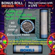 1-5 FREE BU Nickel rolls with win of this 1999-p 40 pcs Brandt $2 Nickel Wrapper