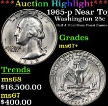 ***Auction Highlight*** 1965-p Washington Quarter Near Top Pop! 25c Graded ms67+ BY SEGS (fc)