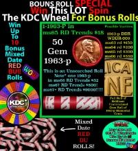 INSANITY The CRAZY Penny Wheel 1000s won so far, WIN this 1963-p BU RED roll get 1-10 FREE Grades
