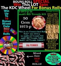 INSANITY The CRAZY Penny Wheel 1000s won so far, WIN this 1973-p BU RED roll get 1-10 FREE