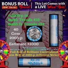 CRAZY Nickel Wheel Buy THIS 2002-p solid  BU Jefferson 5c roll & get 1-5 BU rolls FREE WOW