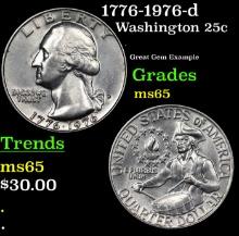 1776-1976-d Washington Quarter 25c Grades GEM Unc
