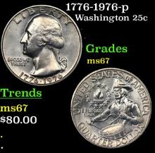 1776-1976-p Washington Quarter 25c Grades GEM++ Unc