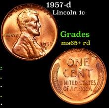 1957-d Lincoln Cent 1c Grades Gem+ Unc RD