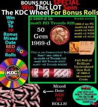 CRAZY Penny Wheel Buy THIS 1969-s solid Red BU Lincoln 1c roll & get 1-10 BU Red rolls FREE WOW