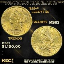***Auction Highlight*** 1899-p Gold Liberty Half Eagle $5 Graded ms63 By SEGS (fc)