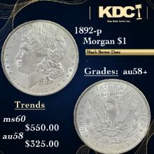 1892-p Morgan Dollar $1 Grades Choice AU/BU Slider+