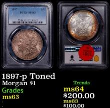 PCGS 1897-p Morgan Dollar Toned $1 Graded ms63 By PCGS