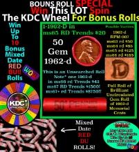 1-10 FREE BU RED Penny rolls with win of this 1976-d SOLID RED BU Lincoln 1c roll incredibly FUN whe