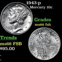 1943-p Mercury Dime 10c Grades GEM+ FSB