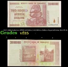 2007-2008 Zimbabwe (ZWR 3rd Dollar) 200 Million Dollars Hyperinflation Note P# 81 Grades vf+