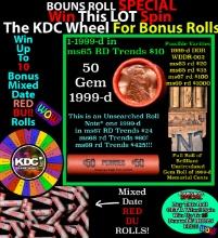 CRAZY Penny Wheel Buy THIS 1999-d solid Red BU Lincoln 1c roll & get 1-10 BU Red rolls FREE WOW
