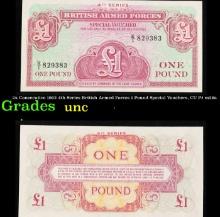 2x Consecutive 1962 4th Series British Armed Forces 1 Pound Special Vouchers, CU P# m36a Grades Bril