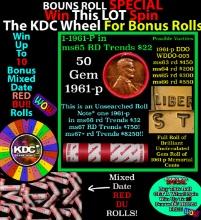 1-10 FREE BU RED Penny rolls with win of this 1961-p SOLID RED BU Lincoln 1c roll incredibly FUN whe