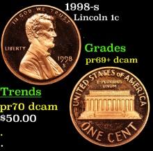 Proof 1998-s Lincoln Cent 1c Grades GEM++ Proof Deep Cameo