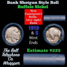 Buffalo Nickel Shotgun Roll in Old Bank Style 'Bell Telephone' Wrapper 1919 & s Mint Ends