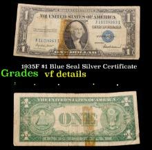 1935F $1 Blue Seal Silver Certificate Grades vf details