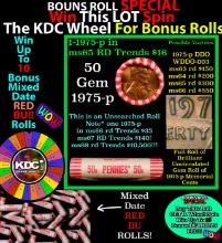 CRAZY Penny Wheel Buy THIS 1975-p solid Red BU Lincoln 1c roll & get 1-10 BU Red rolls FREE WOW