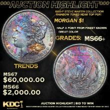 ***Auction Highlight*** 1880-p Morgan Dollar Steve Martin Collection Rainbow Toned Near Top Pop! $1