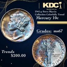 1941-p Mercury Dime Steve Martin Collection Colorfully Toned 10c Grades GEM++ Unc