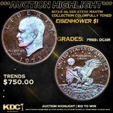 Proof ***Auction Highlight*** 1973-s Silver Eisenhower Dollar Steve Martin Collection Colorfully Ton