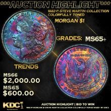 ***Auction Highlight*** 1882-p Morgan Dollar Steve Martin Collection Colorfully Toned $1 Graded GEM+