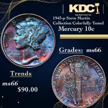 1943-p Mercury Dime Steve Martin Collection Colorfully Toned 10c Grades GEM+ Unc
