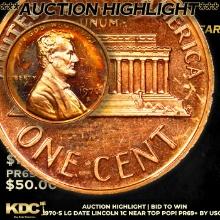 Proof ***Auction Highlight*** 1970-s Lg Date Lincoln Cent Near Top Pop! 1c Graded GEM++ Proof By USC