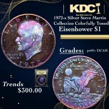 Proof 1972-s Silver Eisenhower Dollar Steve Martin Collection Colorfully Toned $1 Graded GEM++ Proof