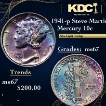 1941-p Mercury Dime Steve Martin Collection Colorfully Toned 10c Grades GEM++ Unc