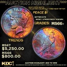 ***Auction Highlight*** 1923-d Peace Dollar Steve Martin Collection Colorfully Toned Near Top Pop! $