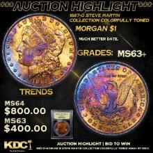 ***Auction Highlight*** 1887-o Morgan Dollar Steve Martin Collection Colorfully Toned $1 Graded Sele