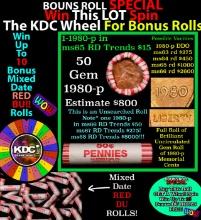 INSANITY The CRAZY Penny Wheel 1000s won so far, WIN this 1980-p BU RED roll get 1-10 FREE