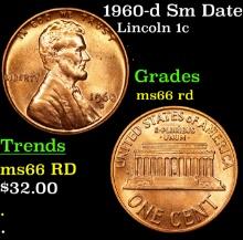 1960-d Sm Date Lincoln Cent 1c Grades GEM+ Unc RD