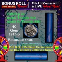 1-5 FREE BU Nickel rolls with win of this 1973-p SOLID BU Jefferson 5c roll incredibly FUN wheel