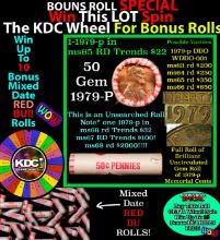 INSANITY The CRAZY Penny Wheel 1000s won so far, WIN this 1979-p BU RED roll get 1-10 FREE