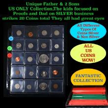 Unique Father & 2 Sons US ONLY Collection,The kids focused on Proofs and Dad on SILVER business stri