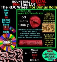 CRAZY Penny Wheel Buy THIS 1965-p solid Red BU Lincoln 1c roll & get 1-10 BU Red rolls FREE WOW
