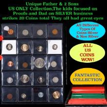 Unique Father & 2 Sons US ONLY Collection,The kids focused on Proofs and Dad on SILVER business stri