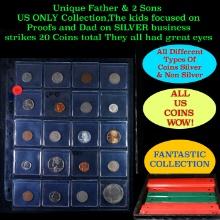 Unique Father & 2 Sons US ONLY Collection,The kids focused on Proofs and Dad on SILVER business stri