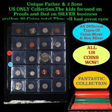 Unique Father & 2 Sons US ONLY Collection,The kids focused on Proofs and Dad on SILVER business stri