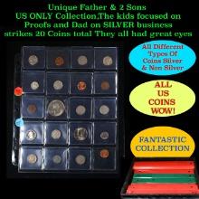 Unique Father & 2 Sons US ONLY Collection,The kids focused on Proofs and Dad on SILVER business stri