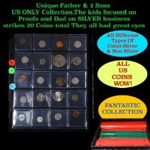 Unique Father & 2 Sons US ONLY Collection,The kids focused on Proofs and Dad on SILVER business stri