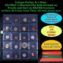 Unique Father & 2 Sons US ONLY Collection,The kids focused on Proofs and Dad on SILVER business stri