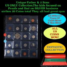 Unique Father & 2 Sons US ONLY Collection,The kids focused on Proofs and Dad on SILVER business stri