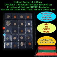 Unique Father & 2 Sons US ONLY Collection,The kids focused on Proofs and Dad on SILVER business stri