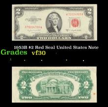 1953B $2 Red Seal United States Note Grades vf++