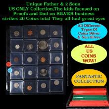 Unique Father & 2 Sons US ONLY Collection,The kids focused on Proofs and Dad on SILVER business stri